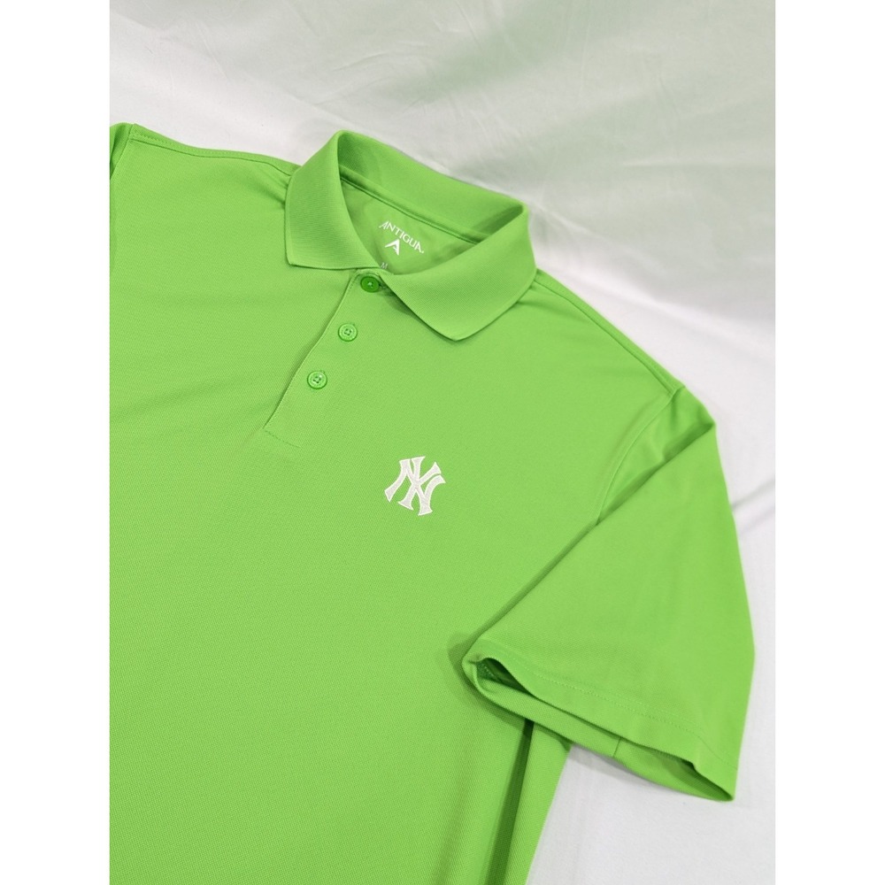 New York Yankees Polo Golf Shirt Mens Medium‎ Baseball Antigua High Vis Green